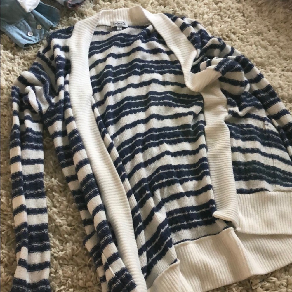 Splendid blue and white cardigan